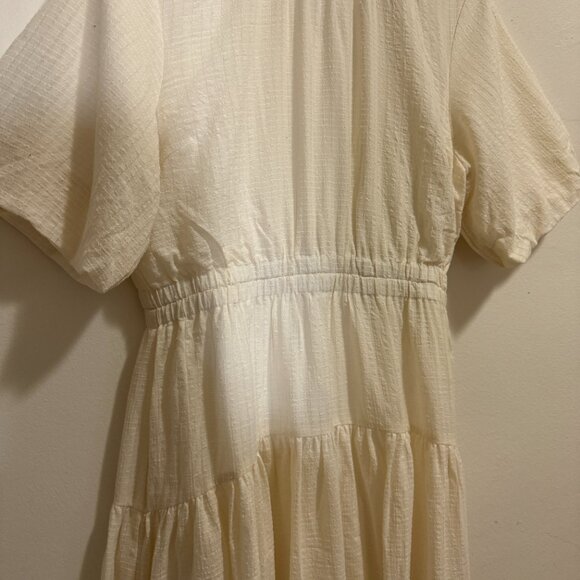 STAPLE THE LABLE | NWT | cream clinched waist tiered midi dress | SIZE M - Picture 5 of 6